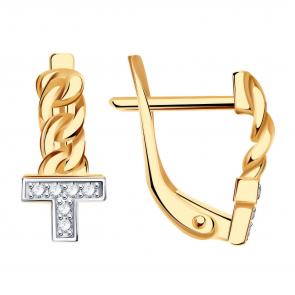 Золотые серьги TALANT с цирконием СФ 1109 фото